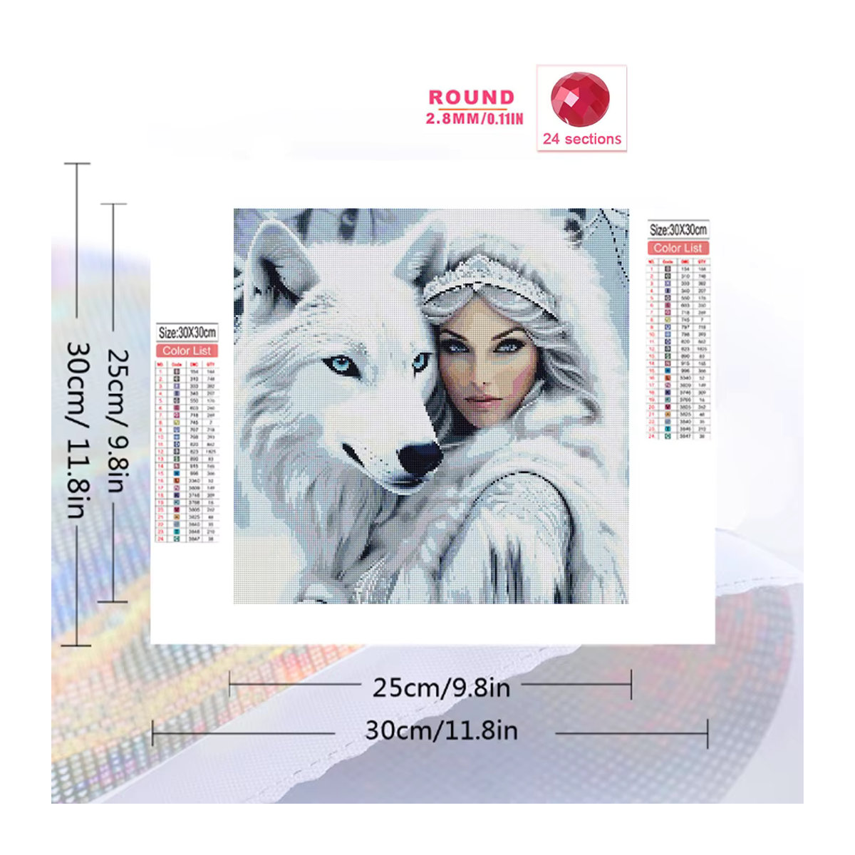 Huacan Diamantmalerei Wolf DIY Stickerei Set in Weiß für kreative Hobbys und Wohndekoration - Bild 2