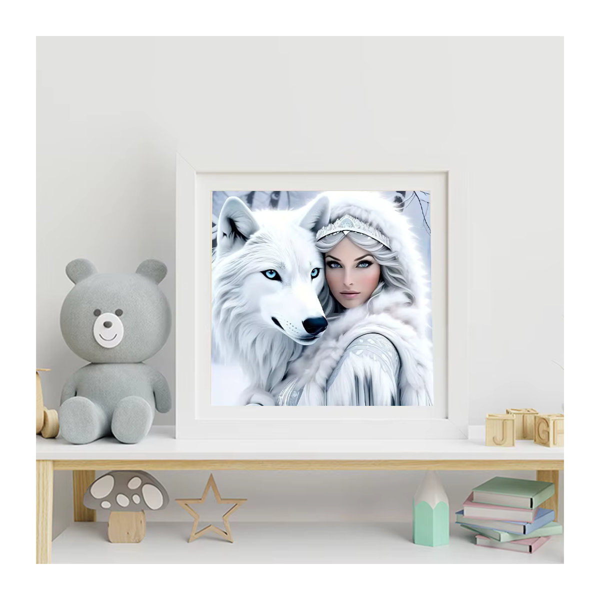 Huacan Diamantmalerei Wolf DIY Stickerei Set in Weiß für kreative Hobbys und Wohndekoration - Bild 3