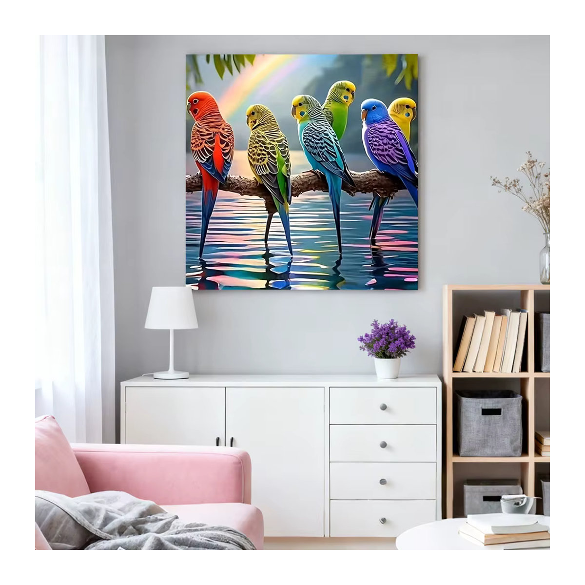 HUACAN Diamantmosaik Papagei als Wandbild, rund, mehrfarbig - Bild 3