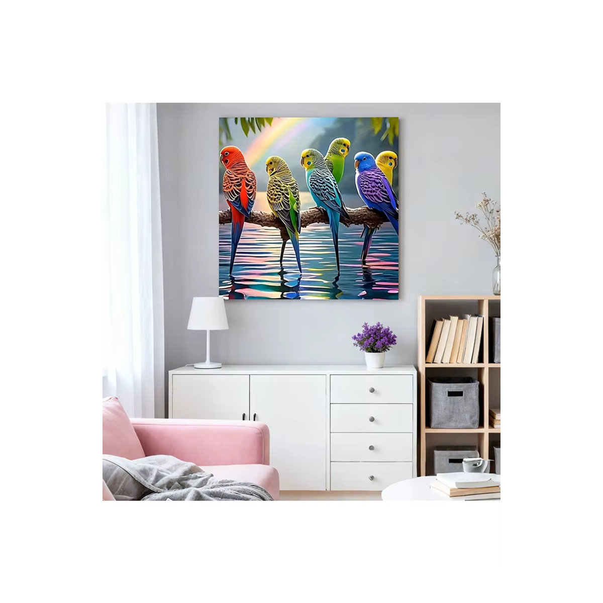 HUACAN Diamantmosaik Papagei als Wandbild, rund, mehrfarbig - Bild 5