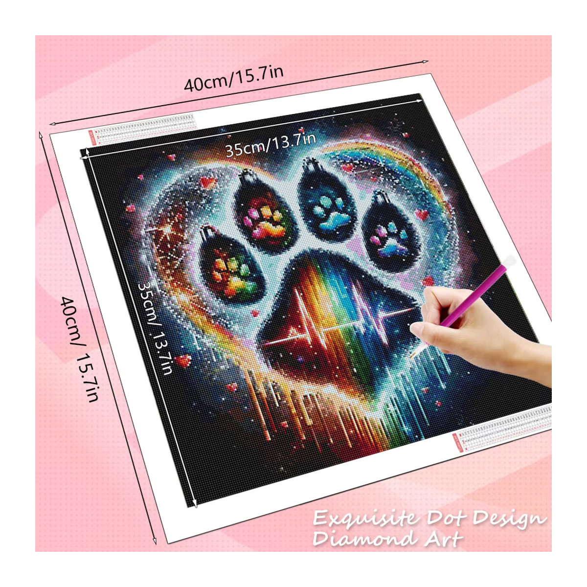 HUACAN Diamond Painting Pfoten-Landschaft 5D DIY Diamant-Mosaik Sternenhimmel Wanddekoration mehrfarbig - Bild 2