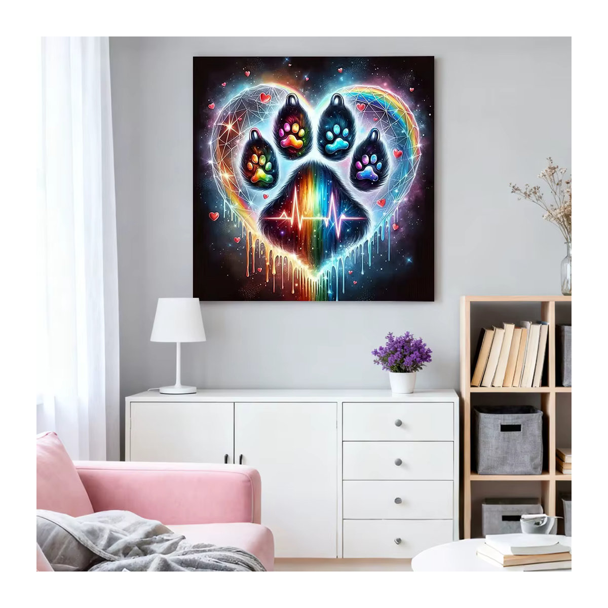 HUACAN Diamond Painting Pfoten-Landschaft 5D DIY Diamant-Mosaik Sternenhimmel Wanddekoration mehrfarbig - Bild 3