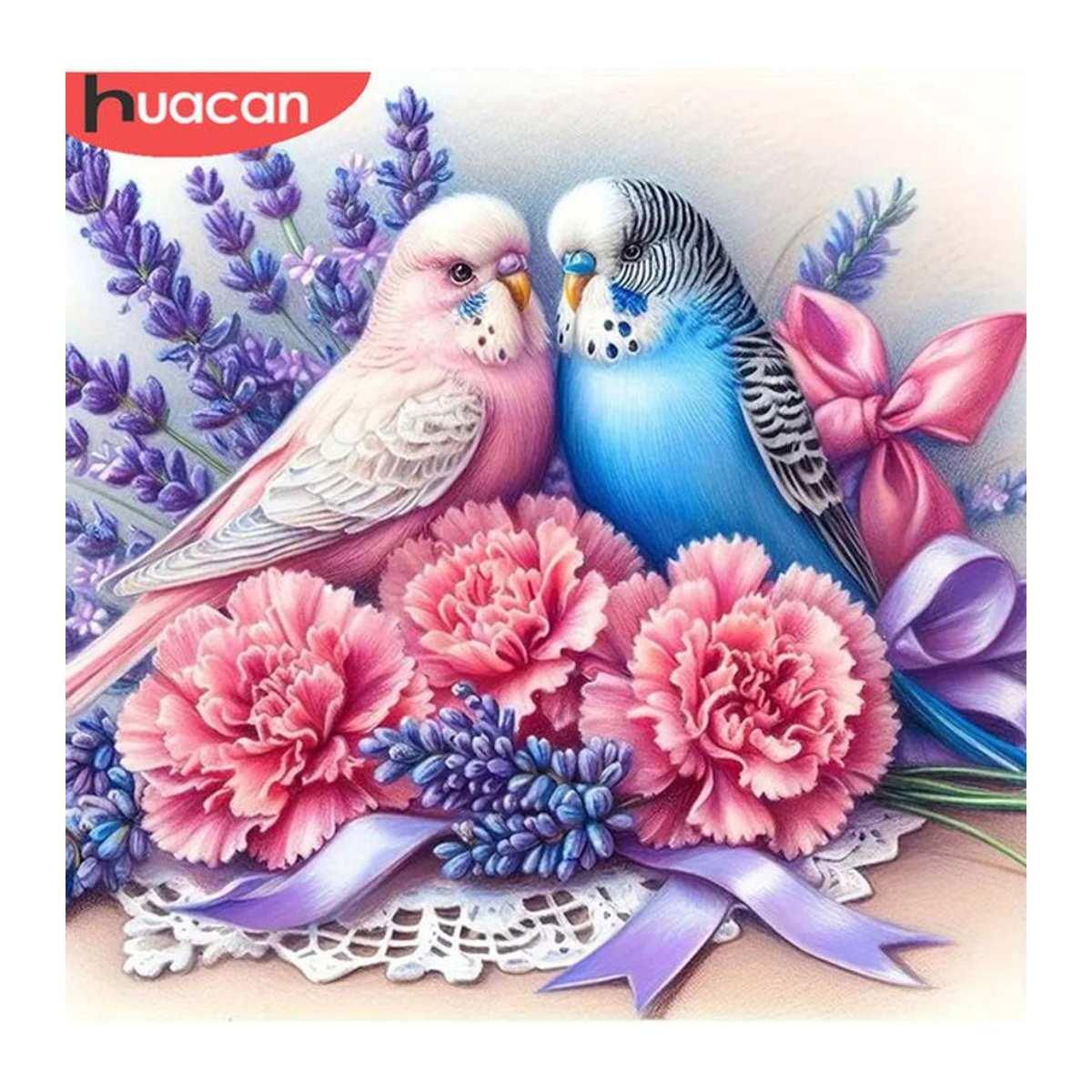 Huacan Diamond Painting Set mit Vogel und Blumen Motiv, rundes DIY Mosaik Kit in Mehrfarbig zur Wanddekoration - Bild 1