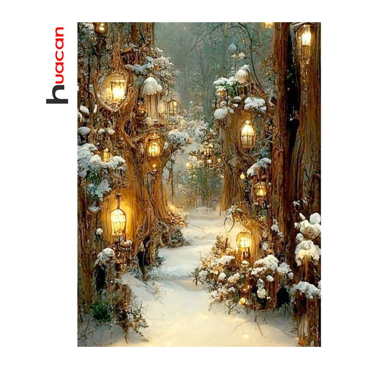 Huacan Diamond Painting Set Winter Landschaft mit runden Steinen in Mehrfarbig zur Wanddekoration - Bild 1