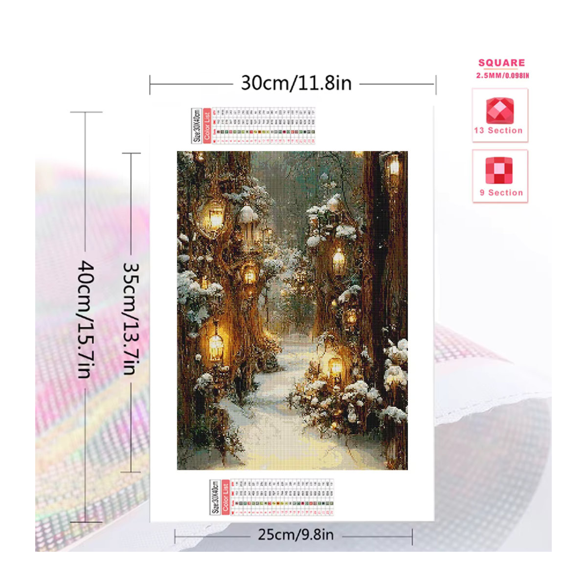 Huacan Diamond Painting Set Winter Landschaft mit runden Steinen in Mehrfarbig zur Wanddekoration - Bild 2