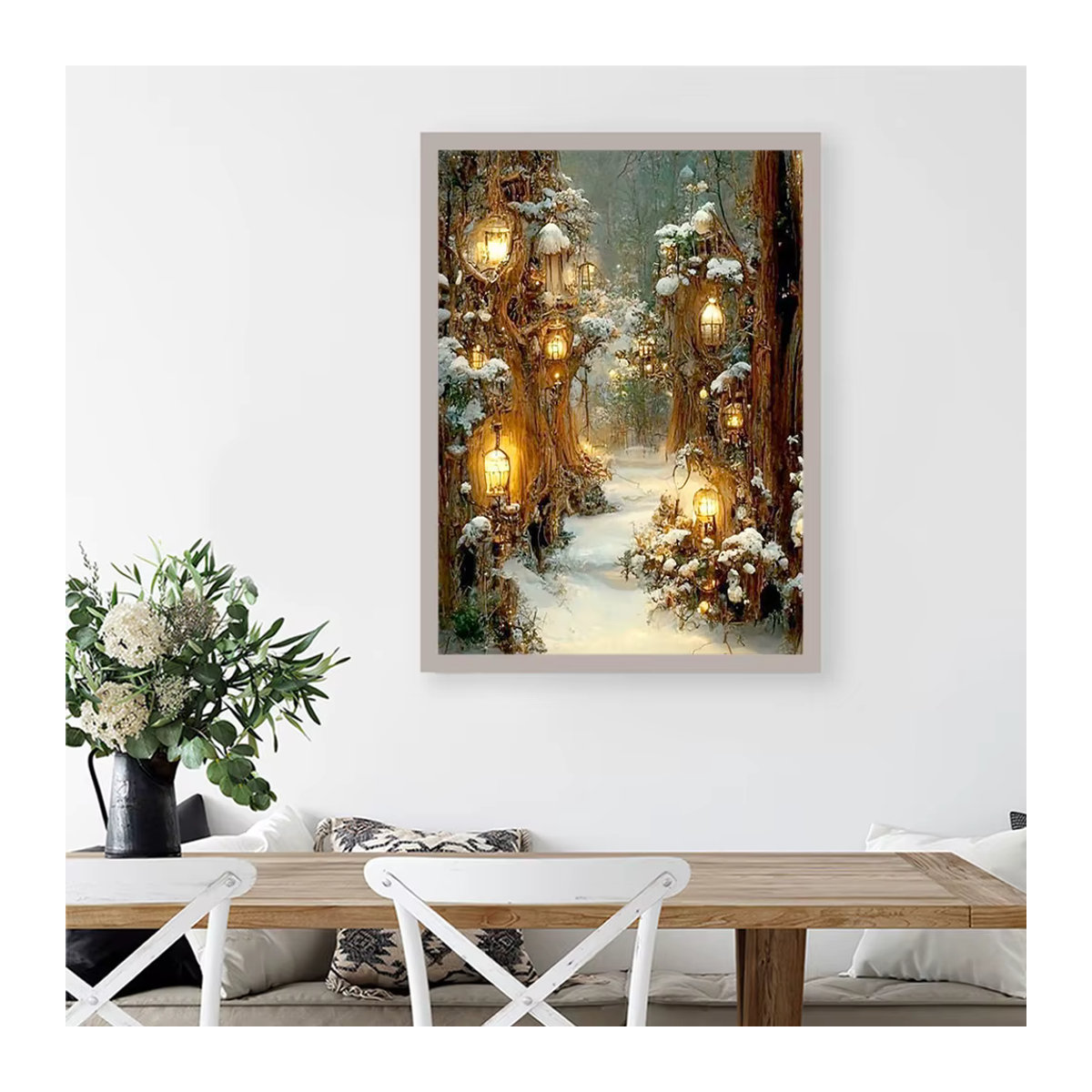 Huacan Diamond Painting Set Winter Landschaft mit runden Steinen in Mehrfarbig zur Wanddekoration - Bild 3