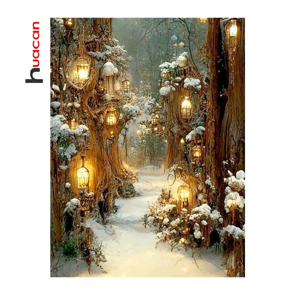 Huacan Diamond Painting Set Winter Landschaft mit runden Steinen in Mehrfarbig zur Wanddekoration - Bild 5