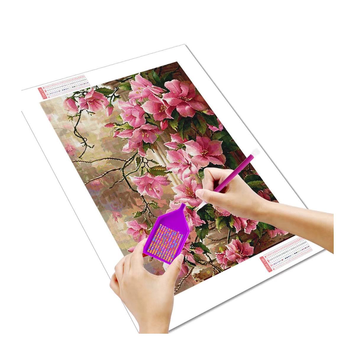 Huacan DIY Diamantmalerei Azalea Blumen Set, mehrfarbige Strassstickerei als dekoratives Bild - Bild 2