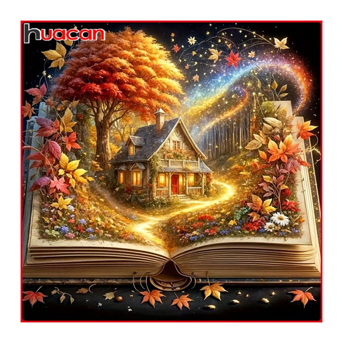 Huacan DIY Diamantmalerei Herbst Landschaft Mosaik Set mit runden Steinen in Mehrfarbig - Bild 1