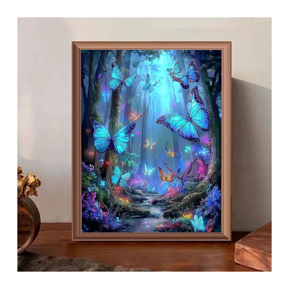 Huacan DIY Diamantmalerei Landschaft mit Wald, Baum und Schmetterling als mehrfarbiges Mosaik-Set - Bild 3