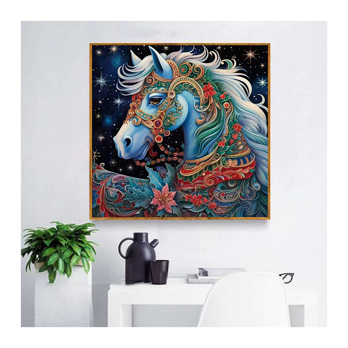 Huacan DIY Diamantmalerei Pferd als Mosaik-Strassbild in Mehrfarbig für deine Wohnkultur - Bild 3