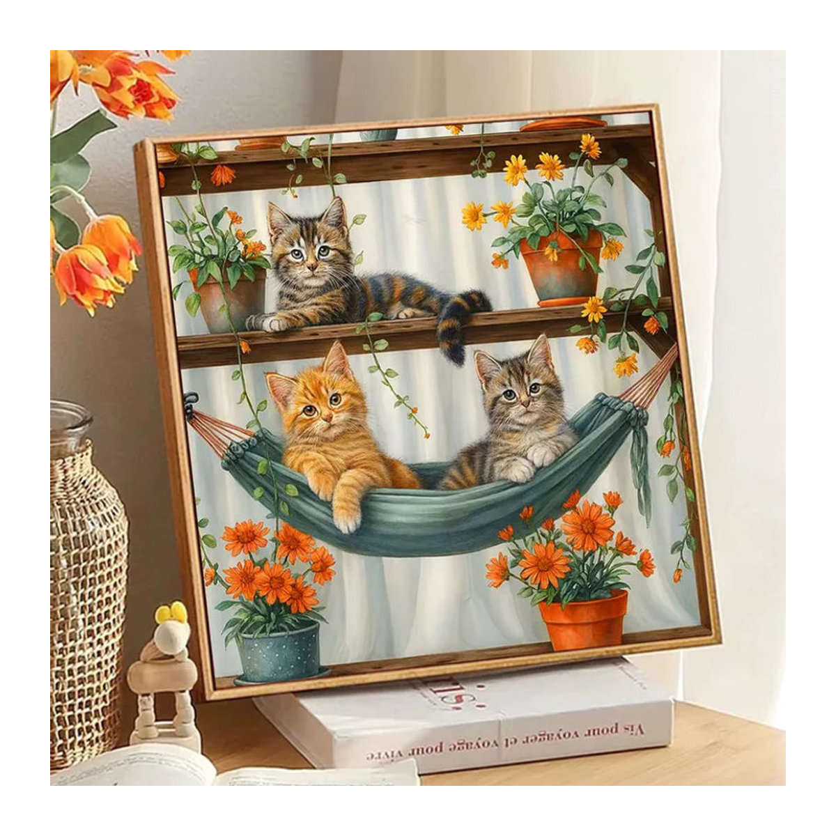 Huacan DIY Diamantmalerei Set mit Katzen und Gänseblümchen in Mehrfarbig - Bild 3