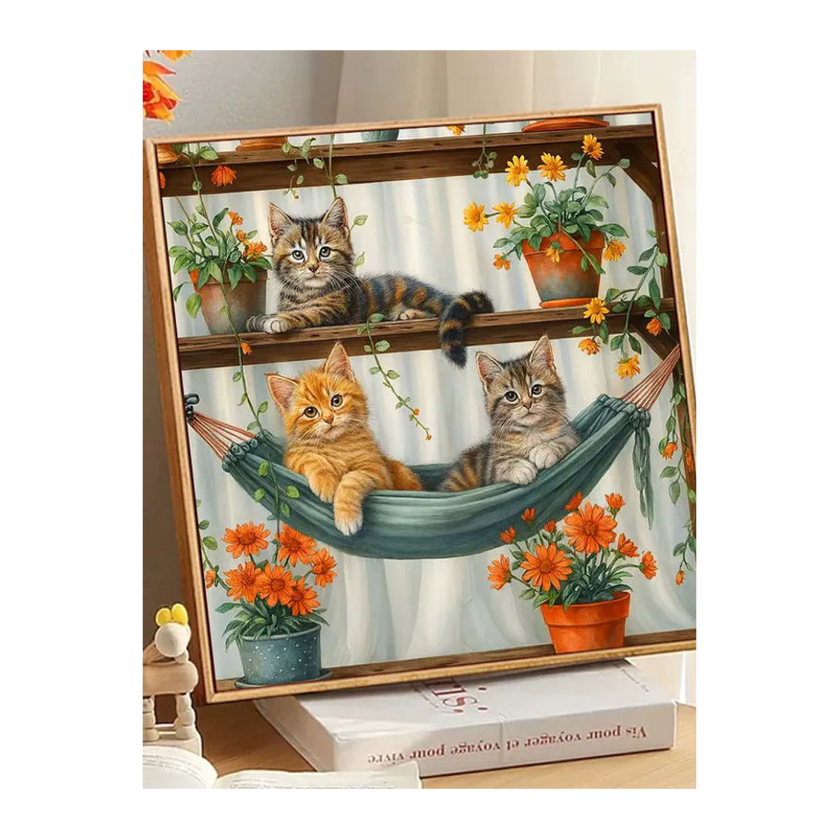 Huacan DIY Diamantmalerei Set mit Katzen und Gänseblümchen in Mehrfarbig - Bild 4