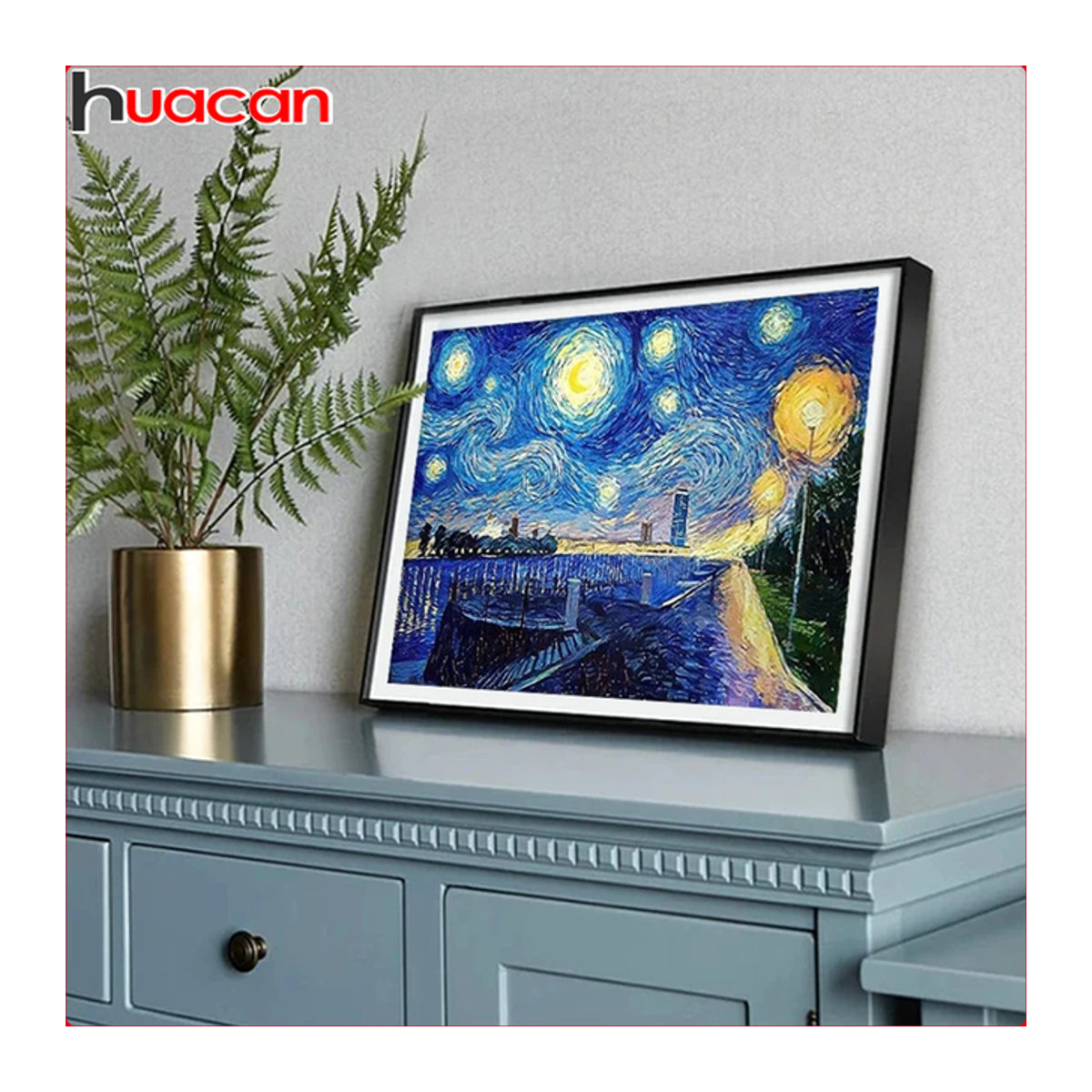 Huacan DIY Diamantmalerei Sternenhimmel als Abstract Mosaik mit runden Steinen in Mehrfarbig - Bild 1