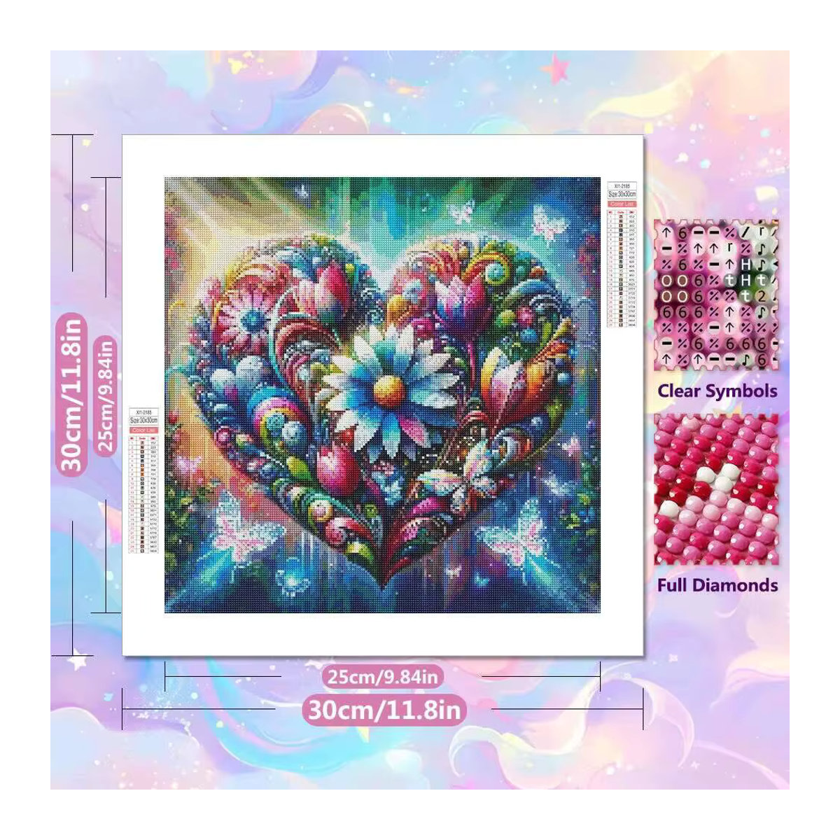 Huacan DIY Diamond Painting Set mit floralem Motiv aus Tulpen, Gänseblümchen und Schmetterlingen in Mehrfarbig zur Wanddekoration - Bild 2