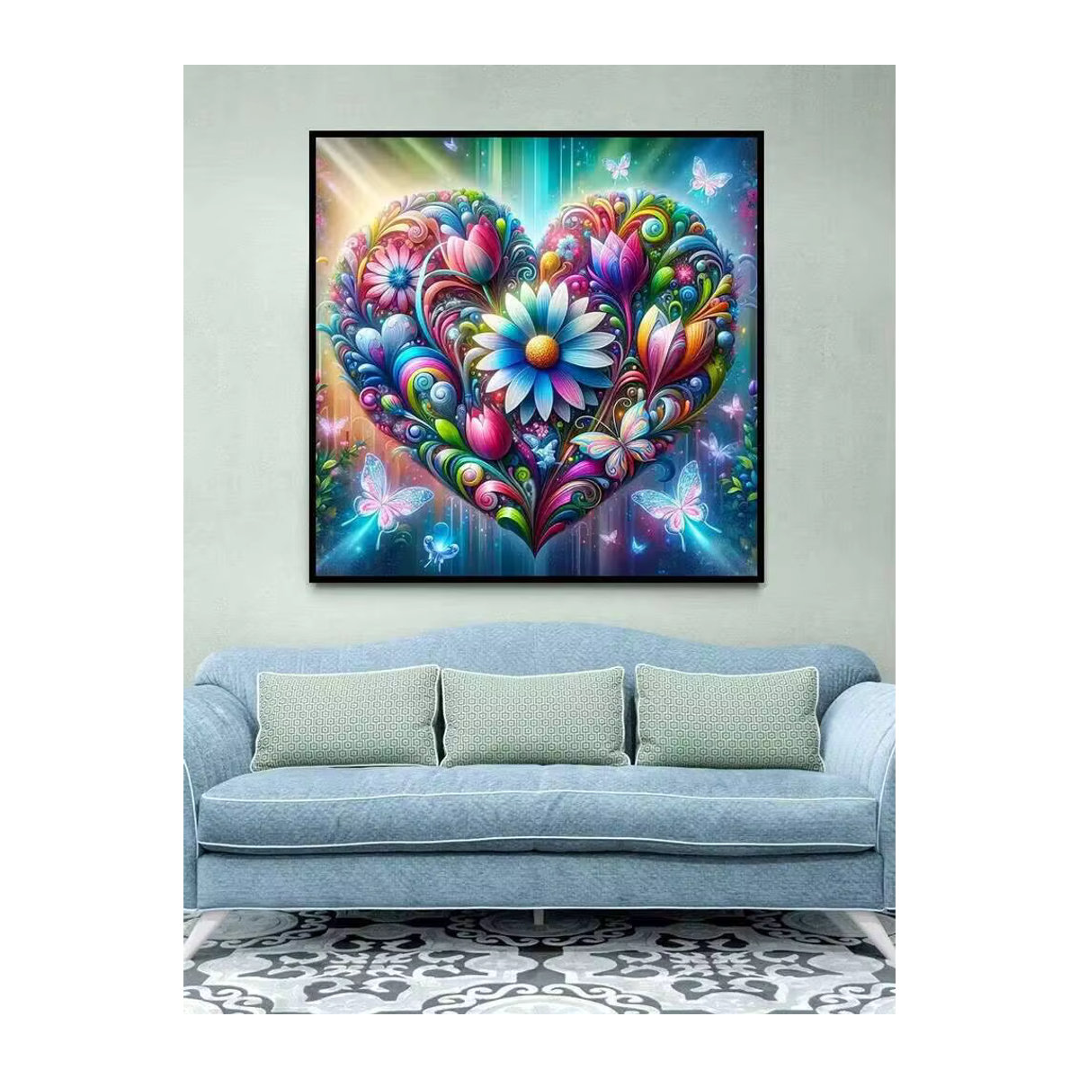Huacan DIY Diamond Painting Set mit floralem Motiv aus Tulpen, Gänseblümchen und Schmetterlingen in Mehrfarbig zur Wanddekoration - Bild 4