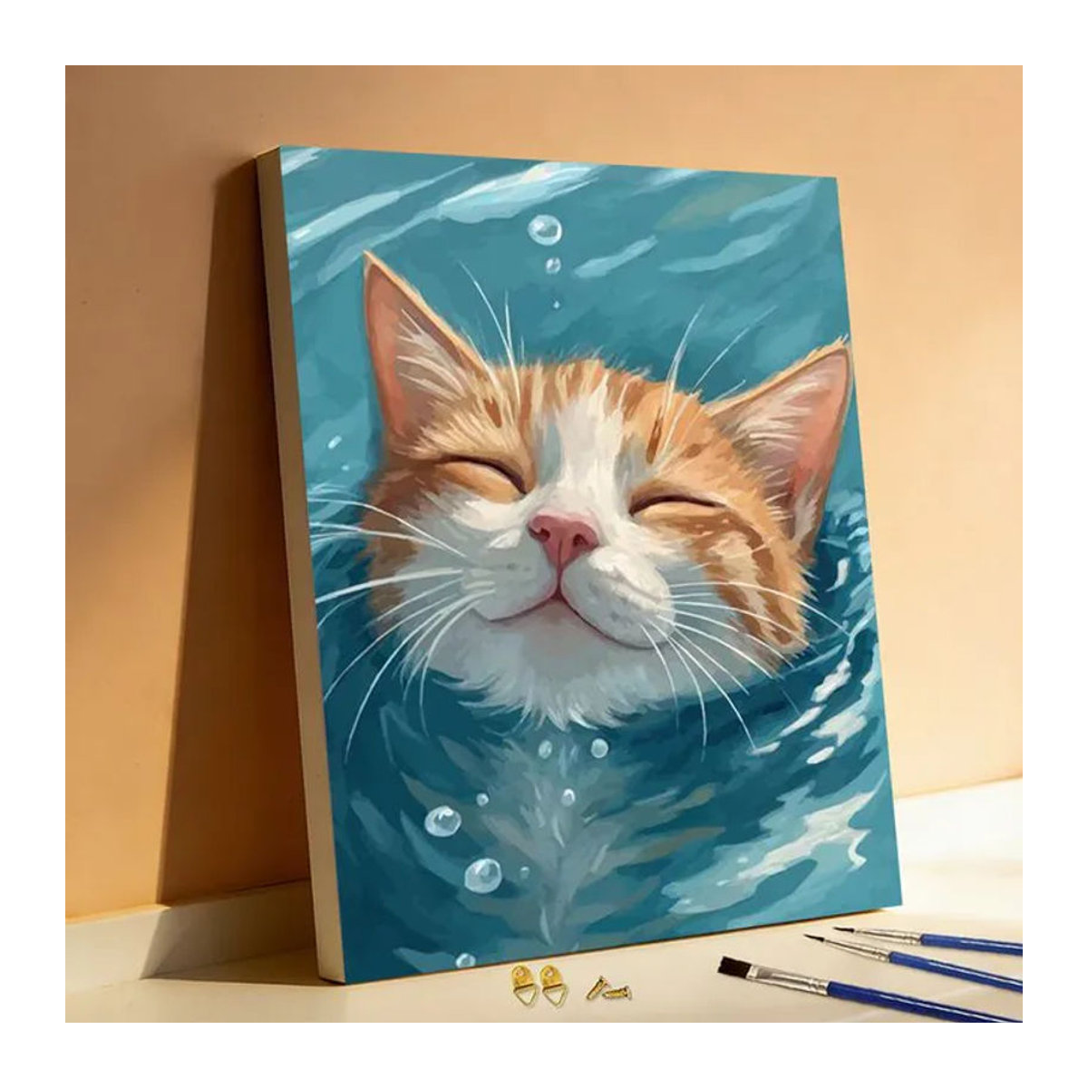 Huacan DIY Digitales Ölgemälde Katzen nach Zahlen auf Leinwand, modernes Tierbild zur Wanddekoration, mehrfarbig, B/H: 48 x 58 cm - Bild 1