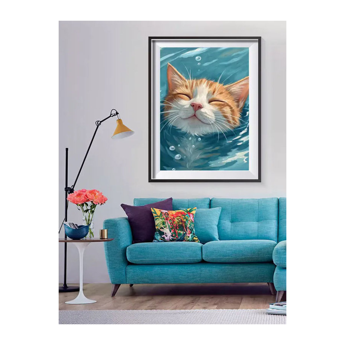 Huacan DIY Digitales Ölgemälde Katzen nach Zahlen auf Leinwand, modernes Tierbild zur Wanddekoration, mehrfarbig, B/H: 48 x 58 cm - Bild 5