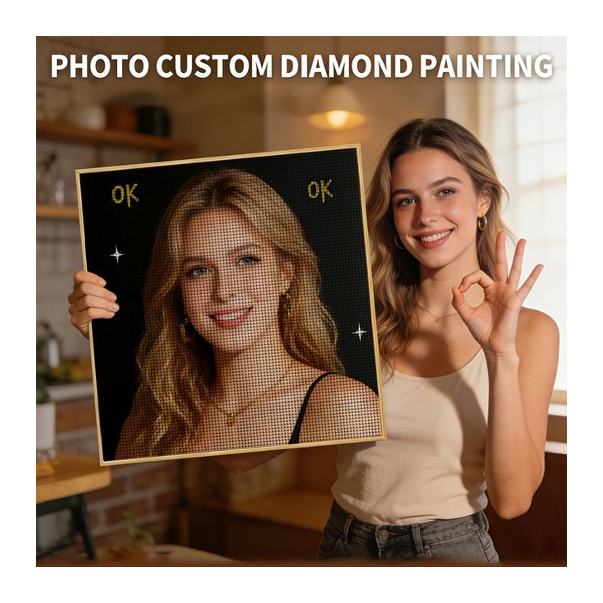 HUACAN Individuelle Diamantmalerei als persönliches Foto-Diamantmosaik in Rund, Mehrfarbig - Bild 1