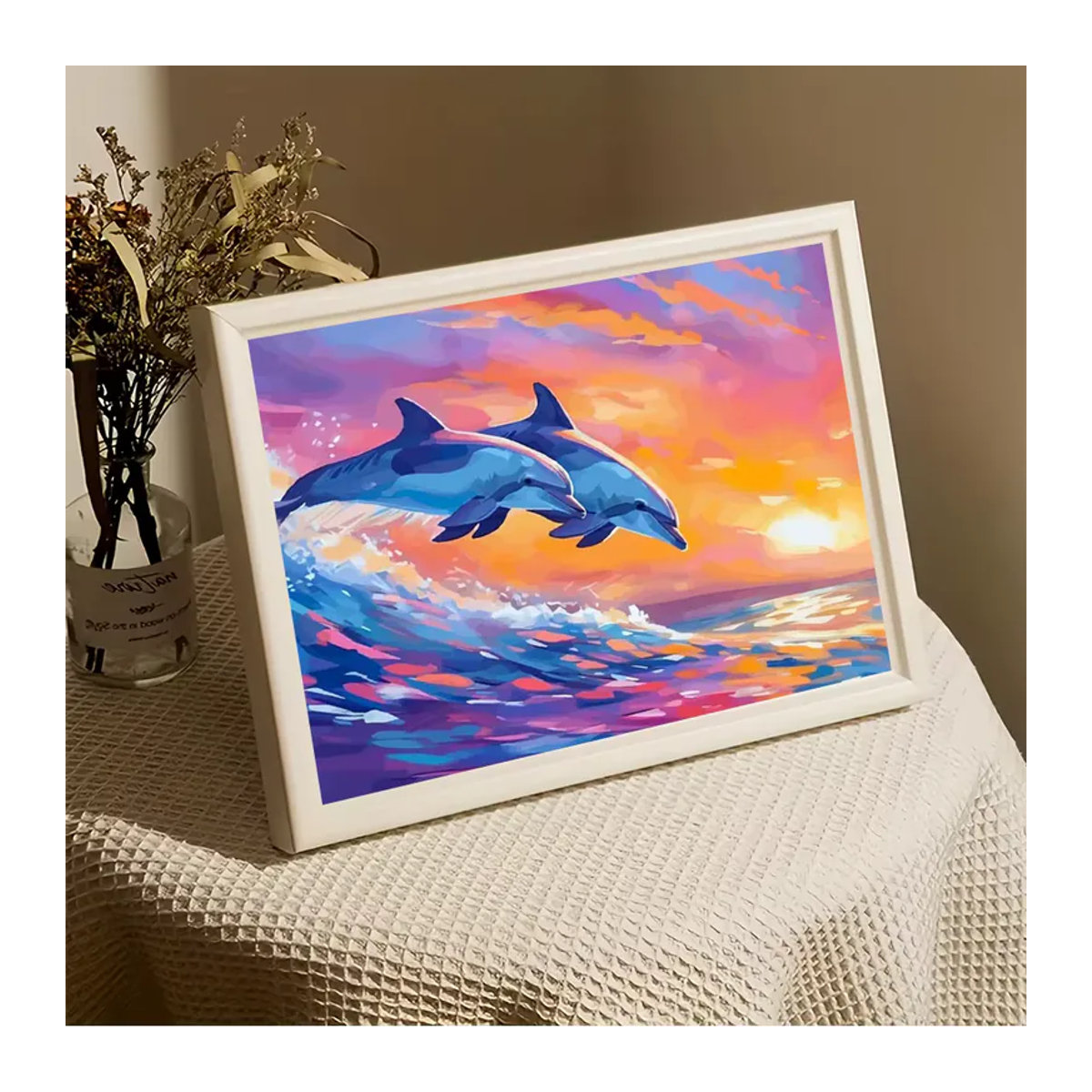 Huacan Malen nach Zahlen Delfin DIY-Ölgemälde Set für Erwachsene in Mehrfarbig - Bild 3