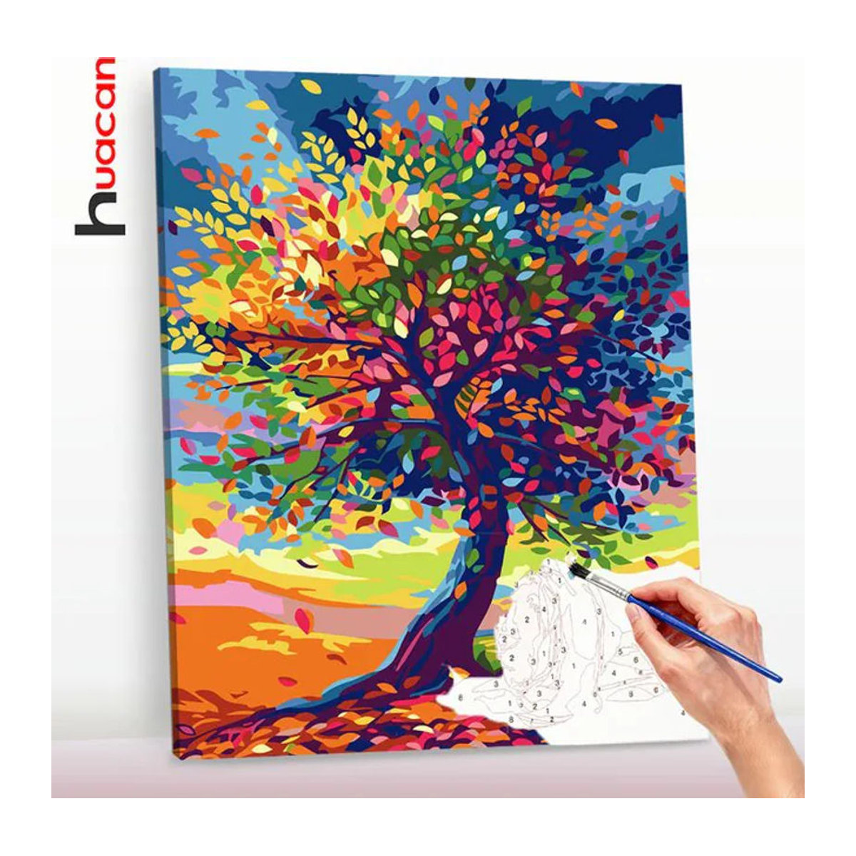 Huacan Malen nach Zahlen Ölgemälde mit Herbstbaum als DIY Dekoration, mehrfarbig - Bild 1
