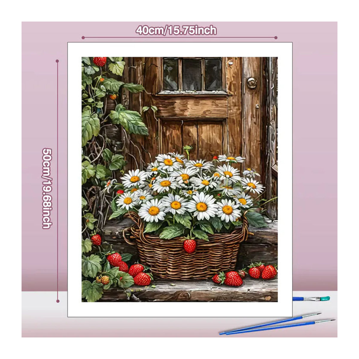 Huacan Malen nach Zahlen Set Blumenkorb als Ölgemälde für Erwachsene, Mehrfarbige Wanddekoration im Landhausstil - Bild 3