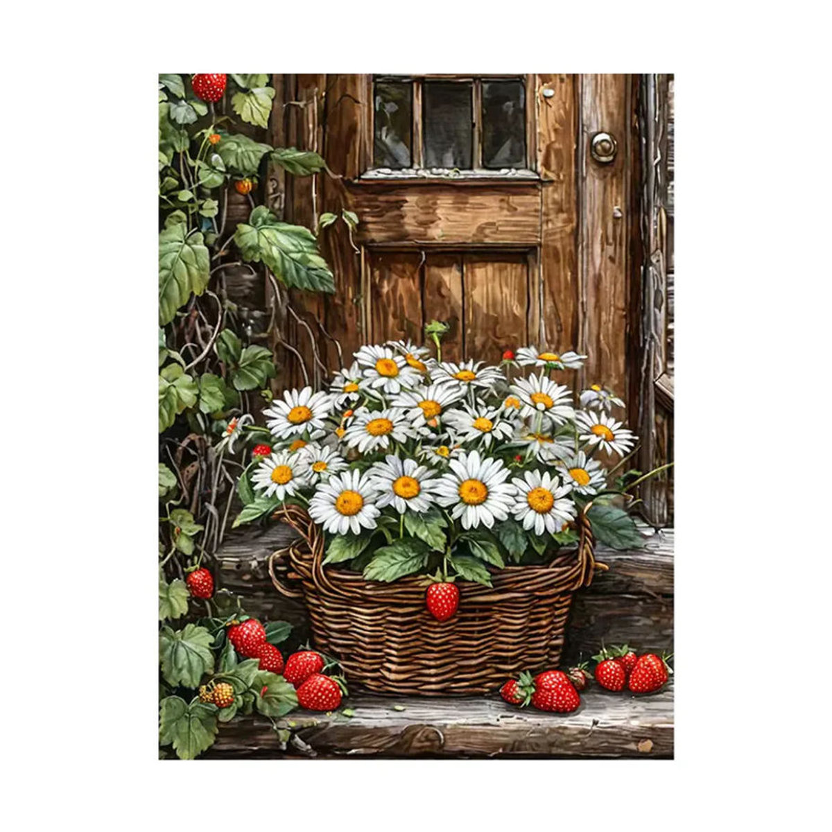 Huacan Malen nach Zahlen Set Blumenkorb als Ölgemälde für Erwachsene, Mehrfarbige Wanddekoration im Landhausstil - Bild 5