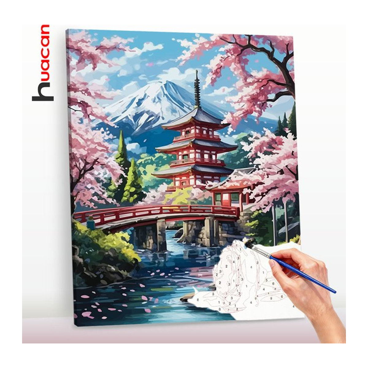 Huacan Malen nach Zahlen Set Landschaft Turm Frühling, DIY-Ölgemälde für Erwachsene, mehrfarbig, B/H: 40 x 50 cm - Bild 1
