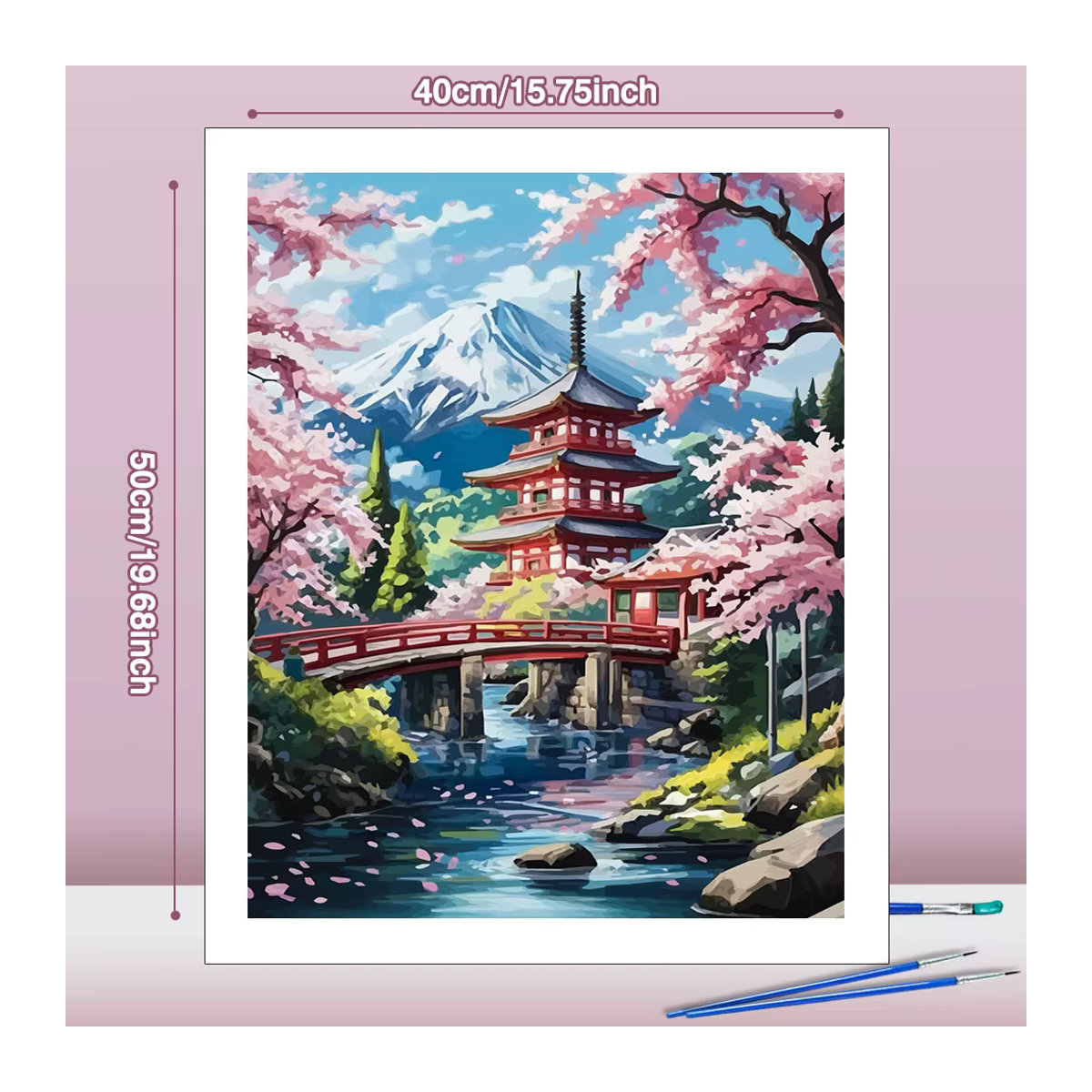 Huacan Malen nach Zahlen Set Landschaft Turm Frühling, DIY-Ölgemälde für Erwachsene, mehrfarbig, B/H: 40 x 50 cm - Bild 2