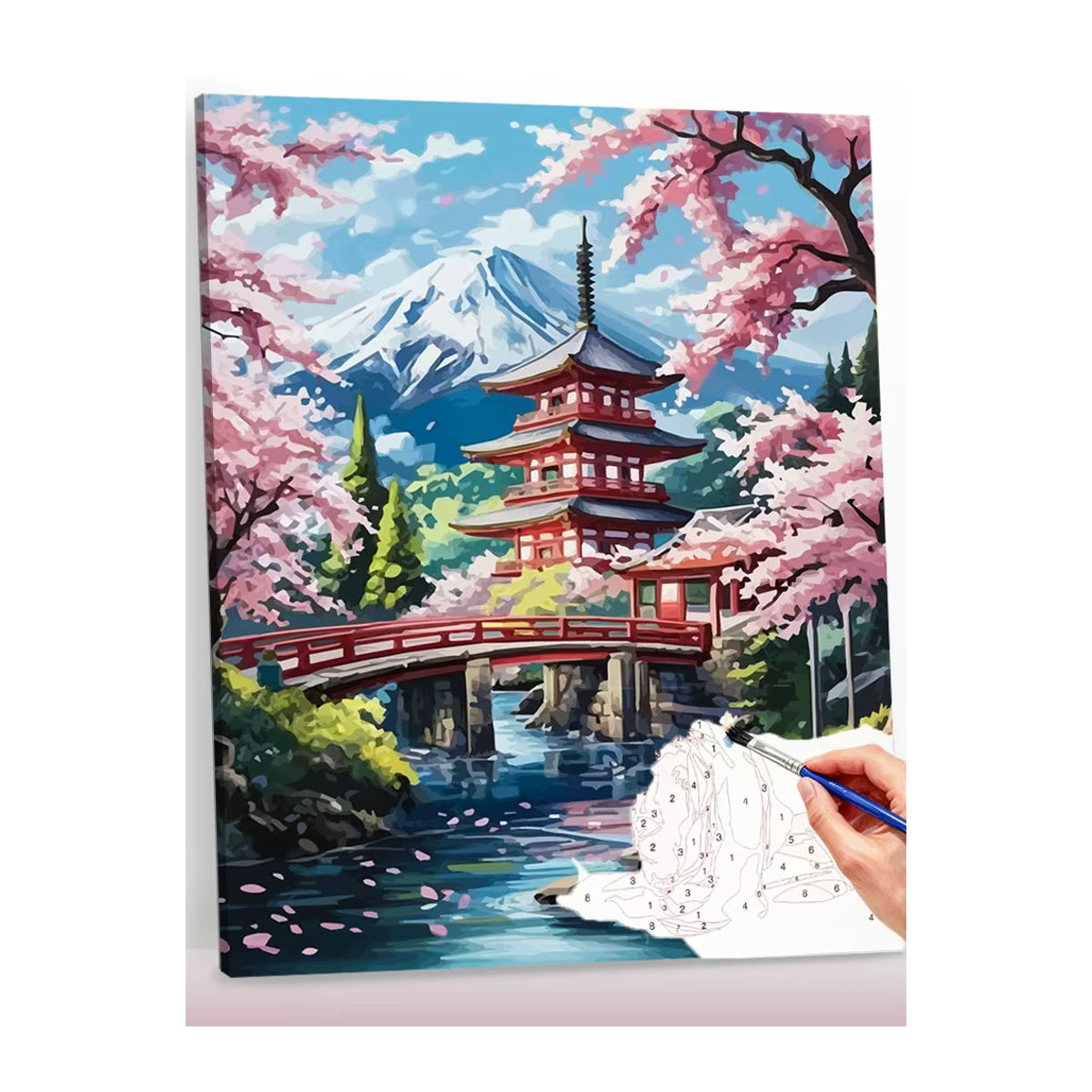 Huacan Malen nach Zahlen Set Landschaft Turm Frühling, DIY-Ölgemälde für Erwachsene, mehrfarbig, B/H: 40 x 50 cm - Bild 5