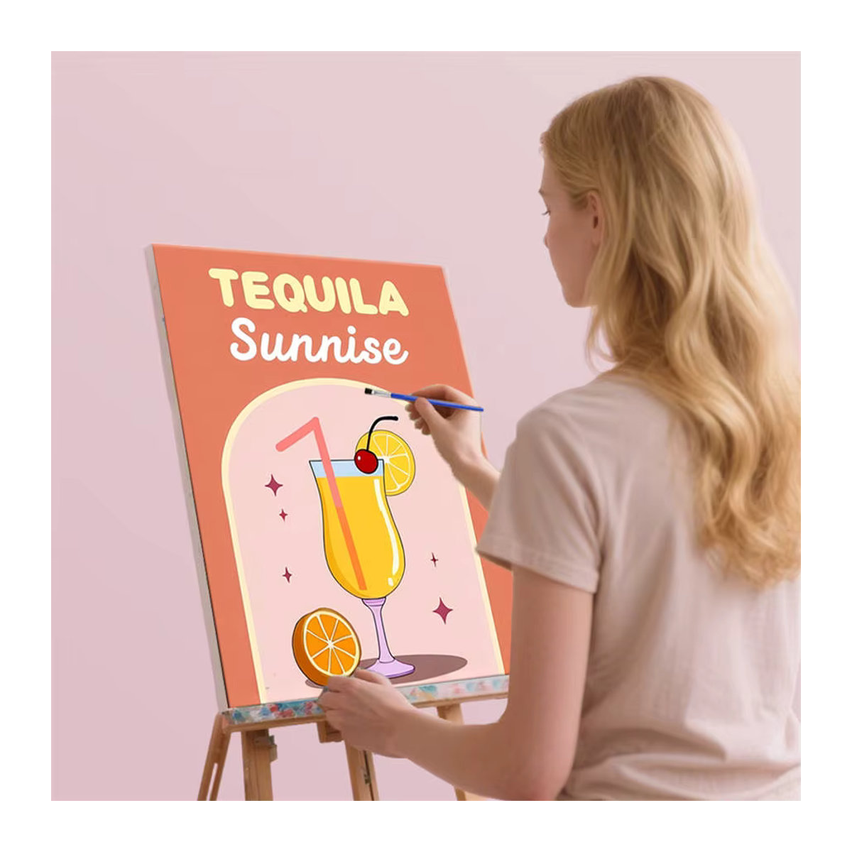 HUACAN Malen nach Zahlen Set mit buntem Cocktailglas und Obstelementen für Erwachsene, DIY-Ölgemälde Kunsthandwerk in mehrfarbig - Bild 4