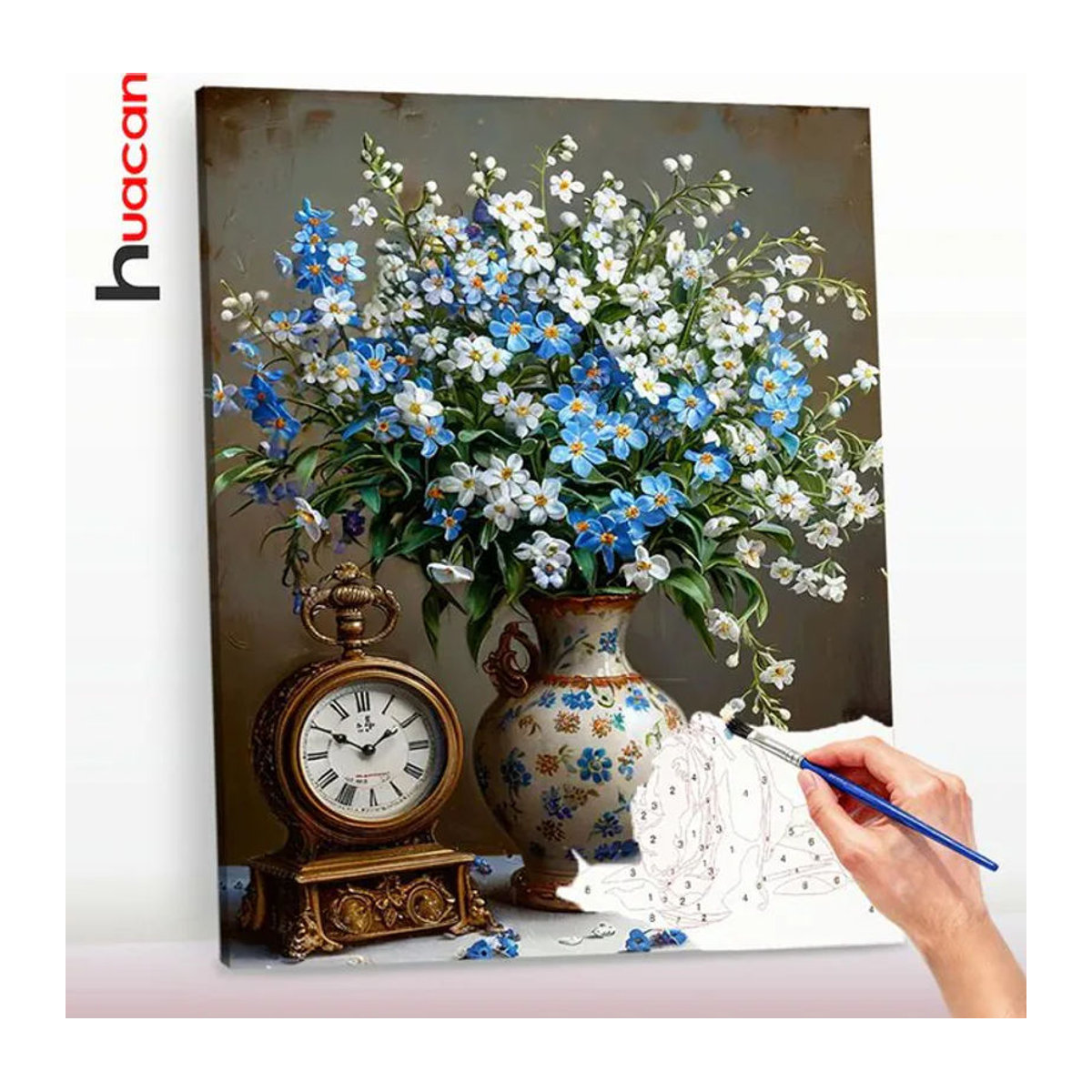 Huacan Malen nach Zahlen Set mit floralem Motiv in Vase, mehrfarbiges Ölgemälde für Erwachsene, Querformat, B/H: 50 x 40 cm - Bild 1
