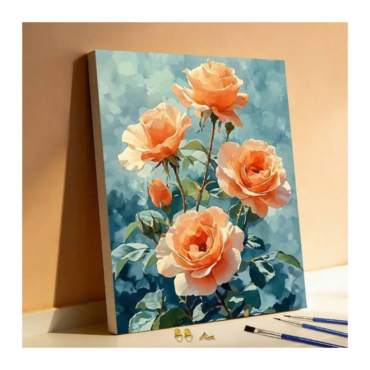 Huacan Malen nach Zahlen Set mit floralem Rosen-Motiv in Mehrfarbig als DIY Digital-Ölgemälde zur Wanddekoration - Bild 1