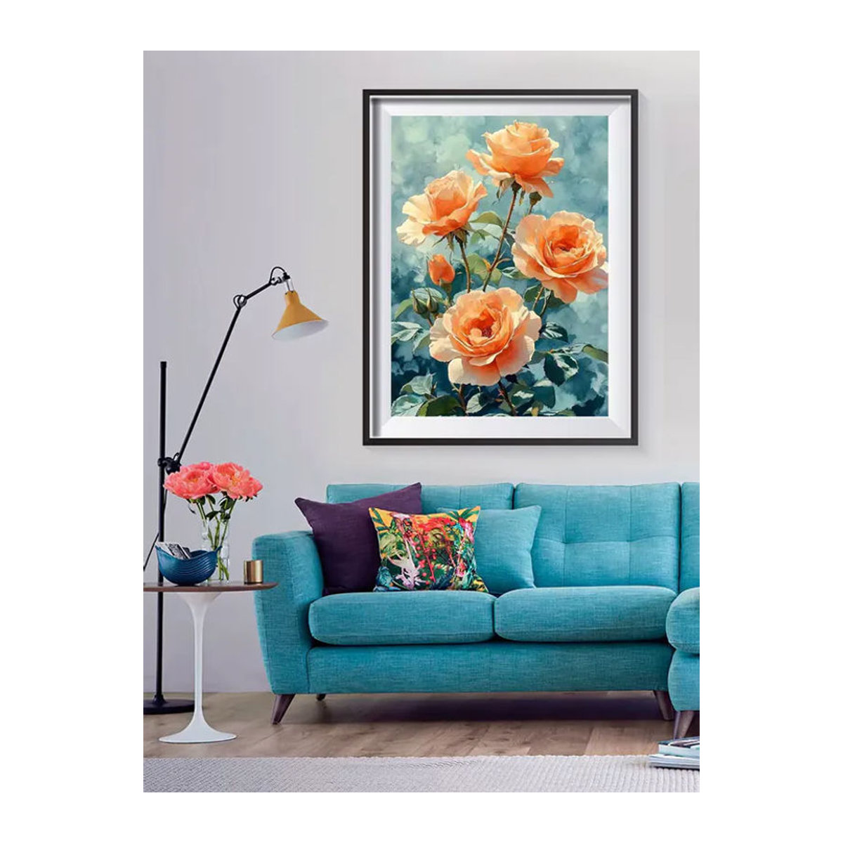 Huacan Malen nach Zahlen Set mit floralem Rosen-Motiv in Mehrfarbig als DIY Digital-Ölgemälde zur Wanddekoration - Bild 5