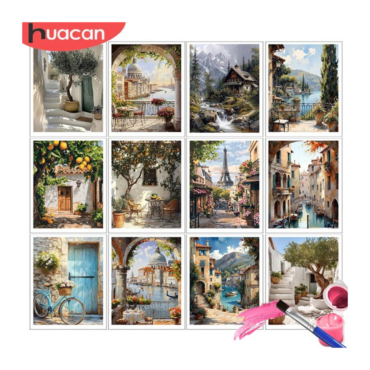 HUACAN Malen nach Zahlen Set Stadtlandschaft DIY Hobby-Kit für Erwachsene in Mehrfarbig - Bild 1