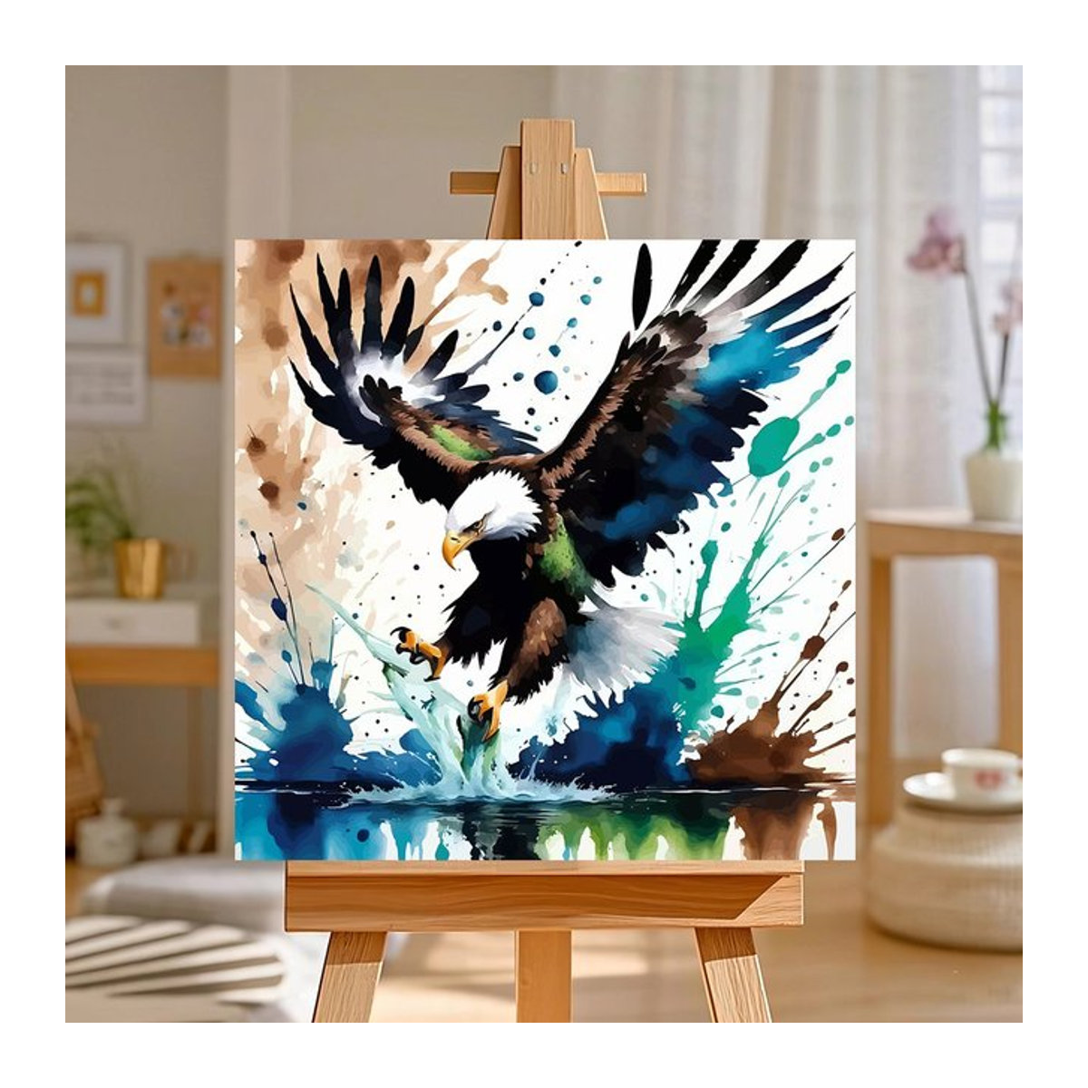 Huacan Malen nach Zahlen Weißkopfseeadler DIY Digitales Ölgemälde in Mehrfarbig - Bild 1