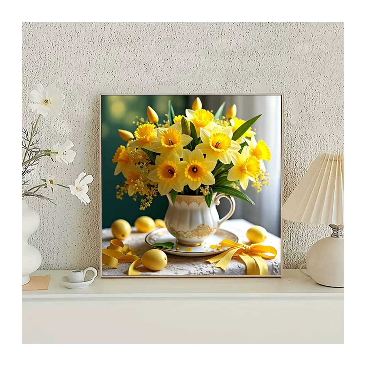 Huacan Volldiamant-Mosaik-Blumen-Kunst-Set mit gelben Strasssteinen, rund, für dein Heim-Kunsthandwerk - Bild 3
