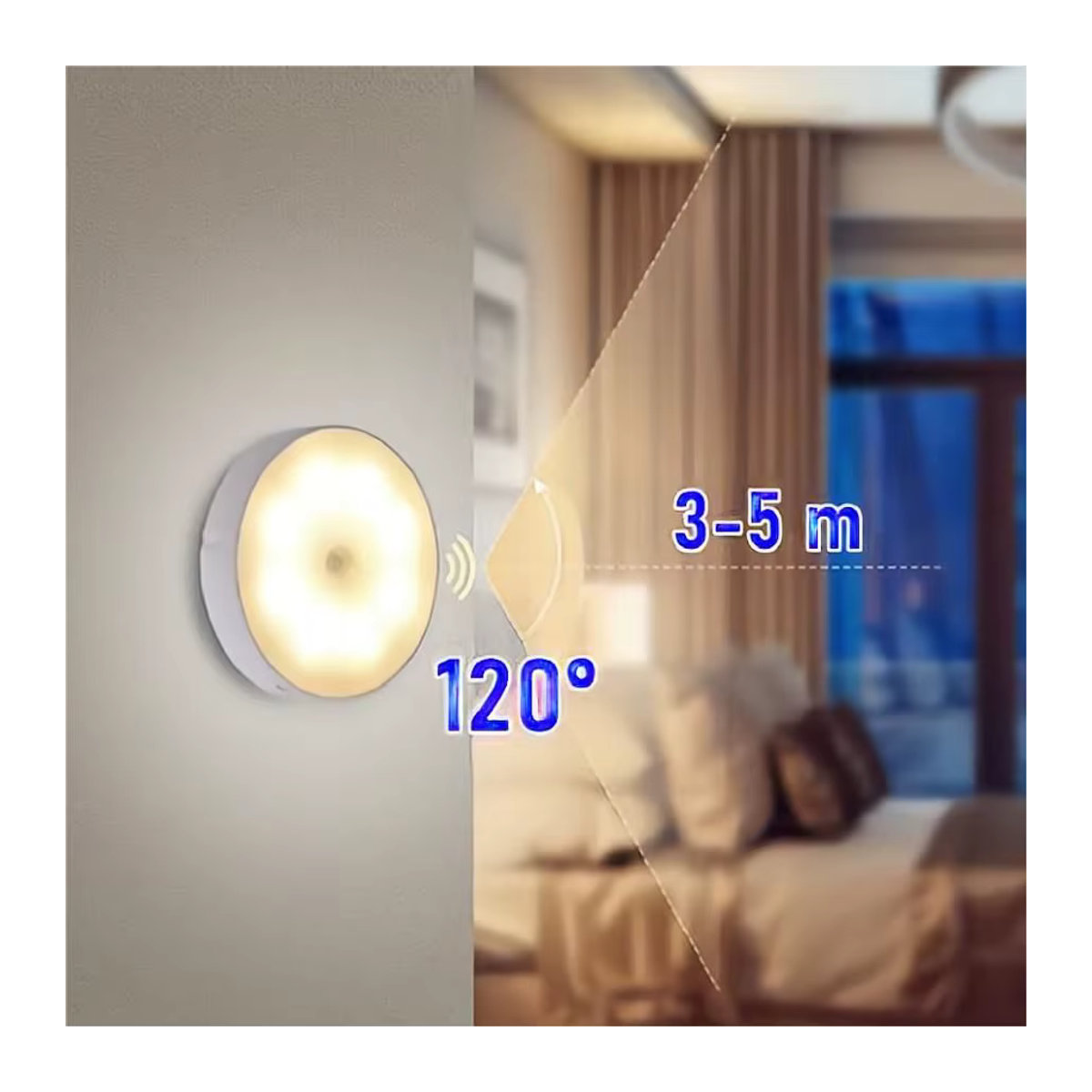 HUAJIANZM LED-USB-Nachtlicht mit Bewegungsmelder, wiederaufladbare Schrankbeleuchtung in minimalistischem Design für Schlafzimmer, Treppe und Flur - Bild 2
