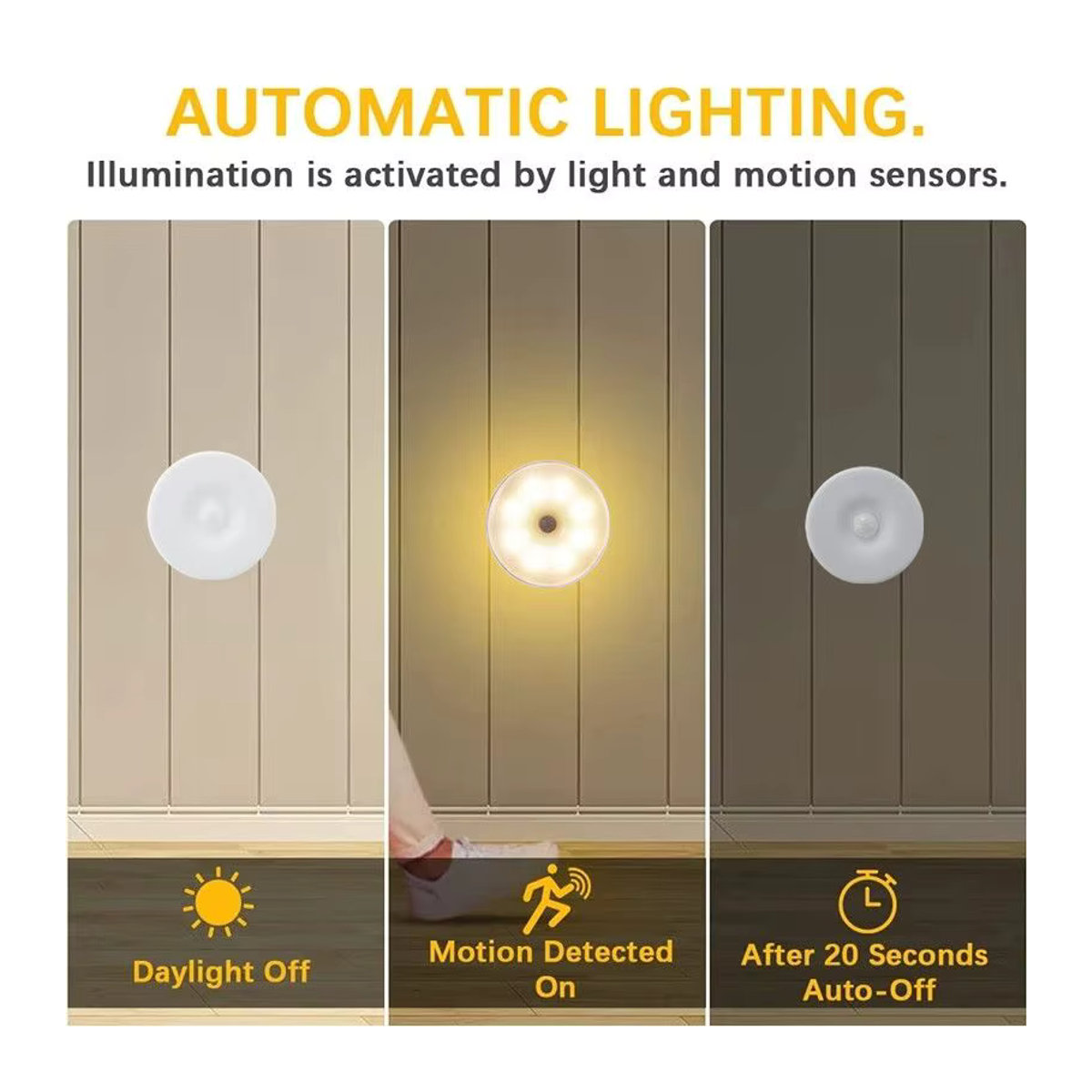 HUAJIANZM LED-USB-Nachtlicht mit Bewegungsmelder, wiederaufladbare Schrankbeleuchtung in minimalistischem Design für Schlafzimmer, Treppe und Flur - Bild 3
