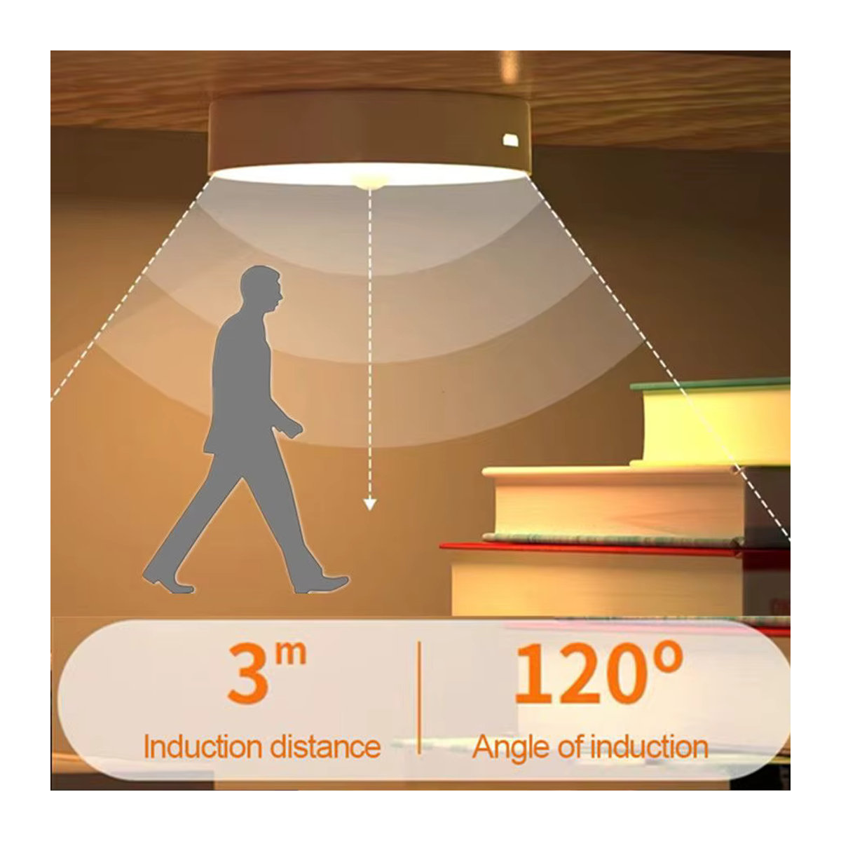 HUAJIANZM LED-USB-Nachtlicht mit Bewegungsmelder, wiederaufladbare Schrankbeleuchtung in minimalistischem Design für Schlafzimmer, Treppe und Flur - Bild 4