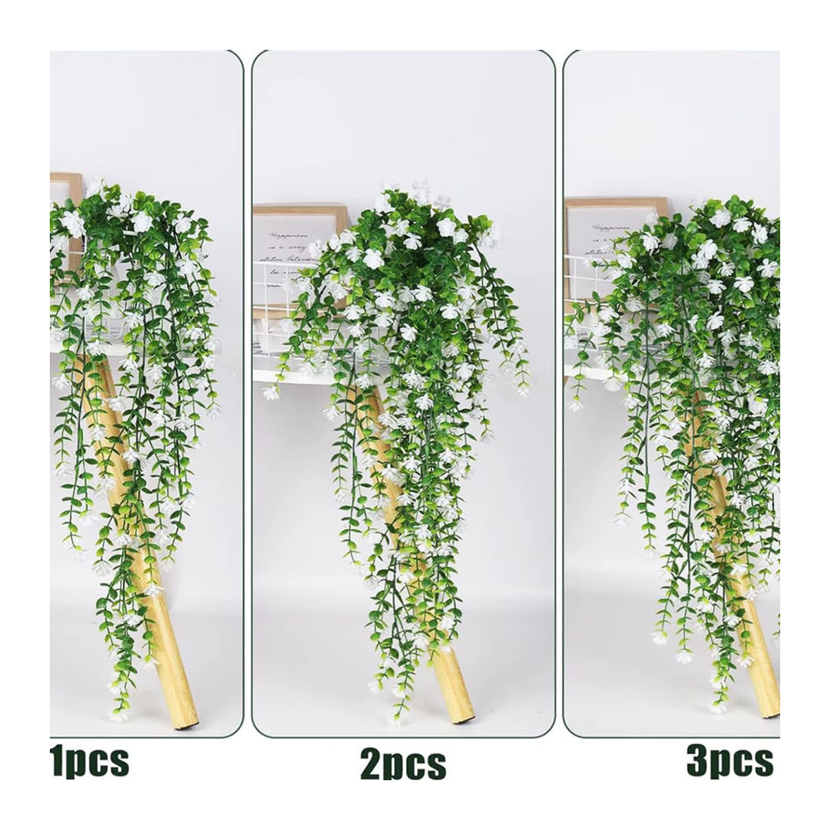 HUALIANQI Künstliche Eukalyptus-Hängepflanze in Grün und Weiß zur Dekoration für Hochzeit und Garten - Bild 3