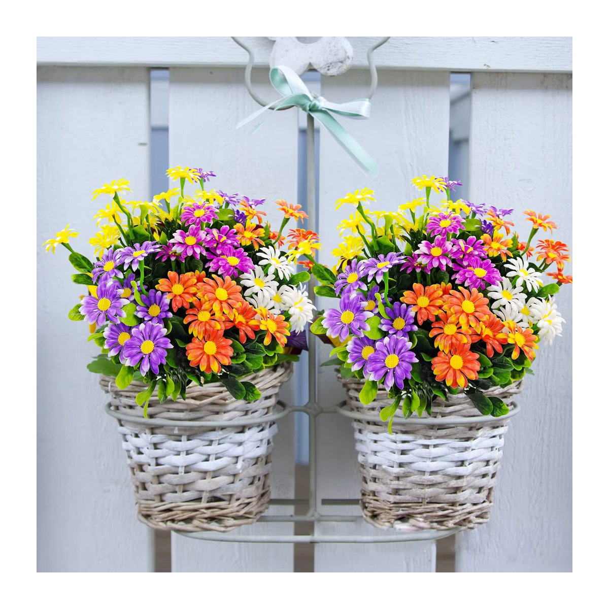 HUALIANQI Künstliche Gänseblümchen Dekoflora in Lila und Mehrfarbig, Einzelner Stiel für Hochzeit, Valentinstag und Garten-Dekoration - Bild 2