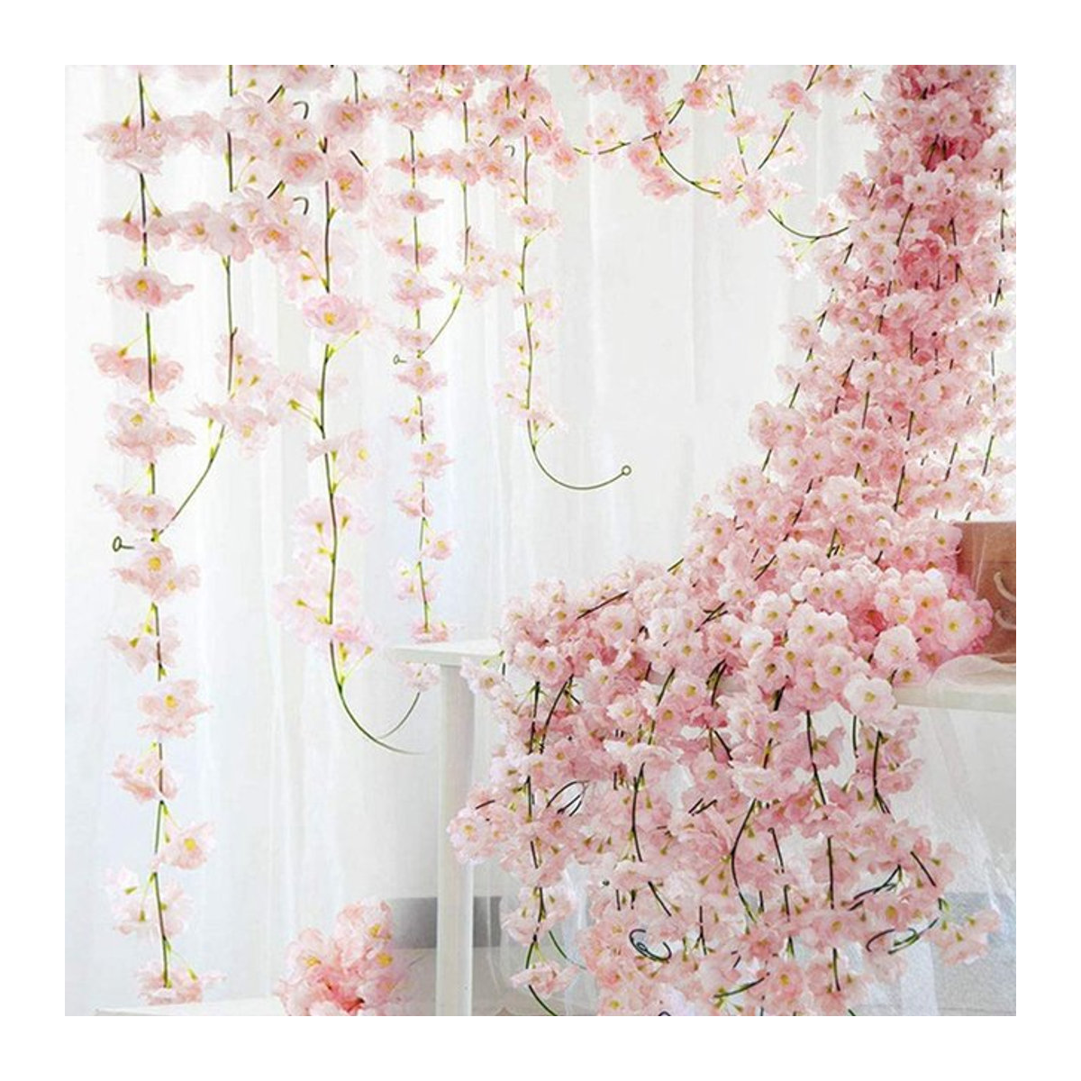 HUALIANQI Künstliche Kirschblüten in Rosa als hängende Dekoration für Hochzeiten und Fotografie - Bild 1