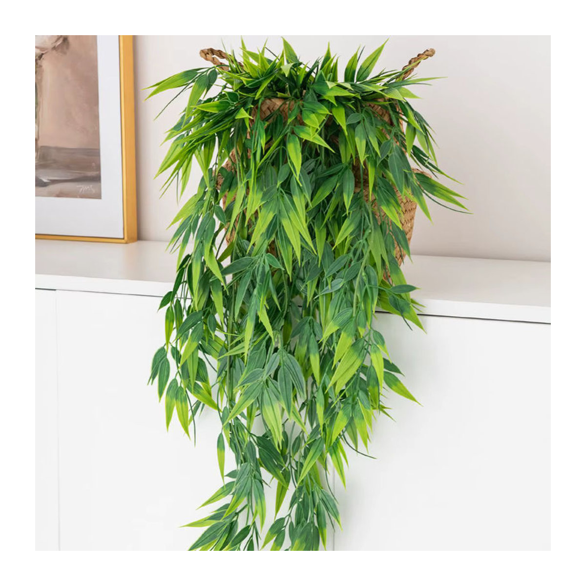 HUALIANQI Künstliche Wandpflanze Grün mit Rattan und Blättern zur hängenden Dekoration - Bild 5