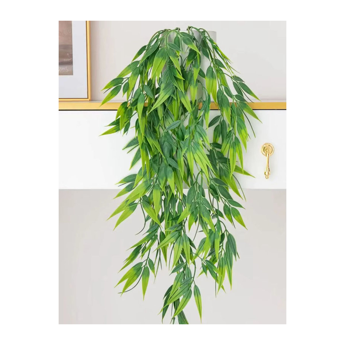 HUALIANQI Künstliche Wandpflanze Grün mit Rattan und Blättern zur hängenden Dekoration - Bild 6