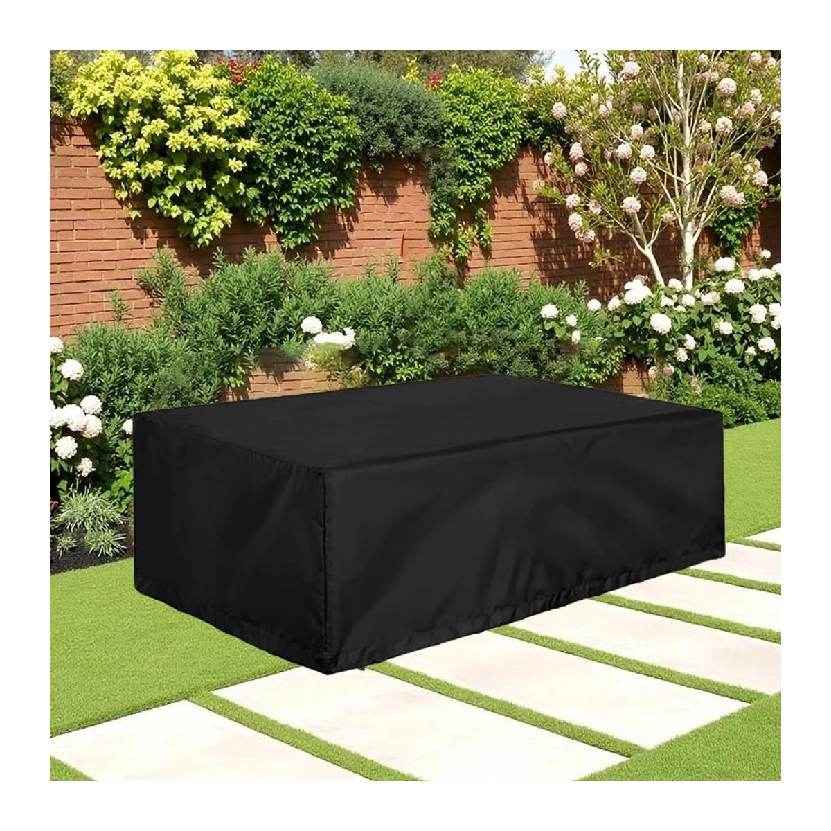 Huapate Gartenmöbelabdeckung aus 210D Oxford, UV-beständige und winddichte Terrassenmöbelabdeckung für Gartentische, Silber, B/T/H: 155 x 95 x 68 cm - Bild 2