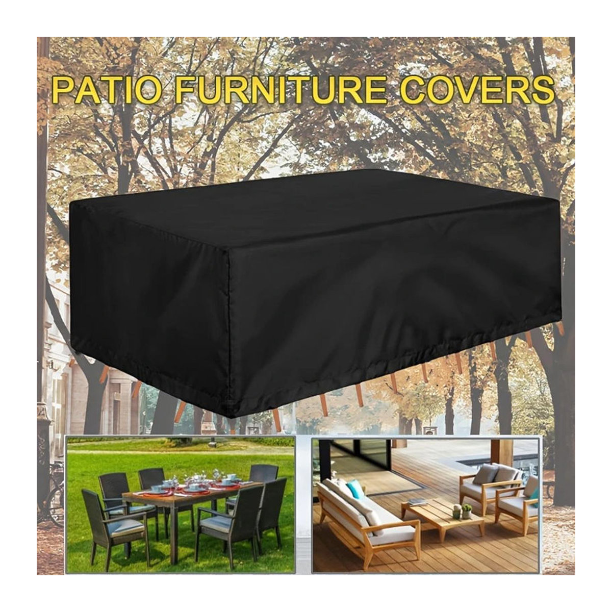 Huapate Gartenmöbelabdeckung aus 210D Oxford, UV-beständige und winddichte Terrassenmöbelabdeckung für Gartentische, Silber, B/T/H: 155 x 95 x 68 cm - Bild 3