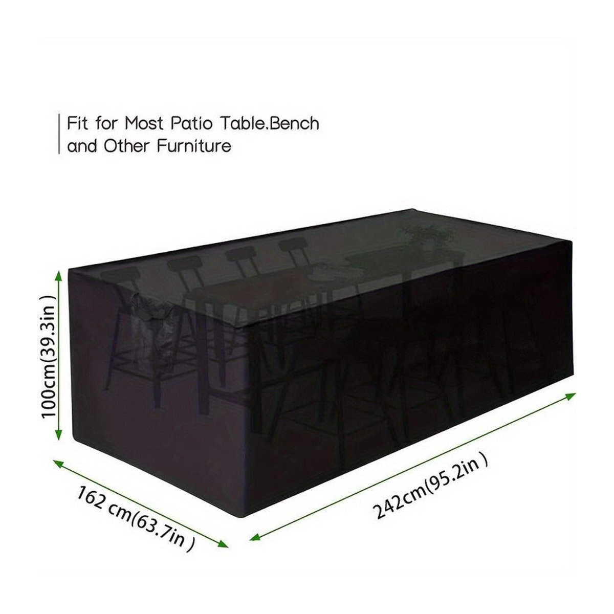 Huapate Gartenmöbelabdeckung aus 210D Oxford, UV-beständige und winddichte Terrassenmöbelabdeckung für Gartentische, Silber, B/T/H: 200 x 200 x 80 cm - Bild 1