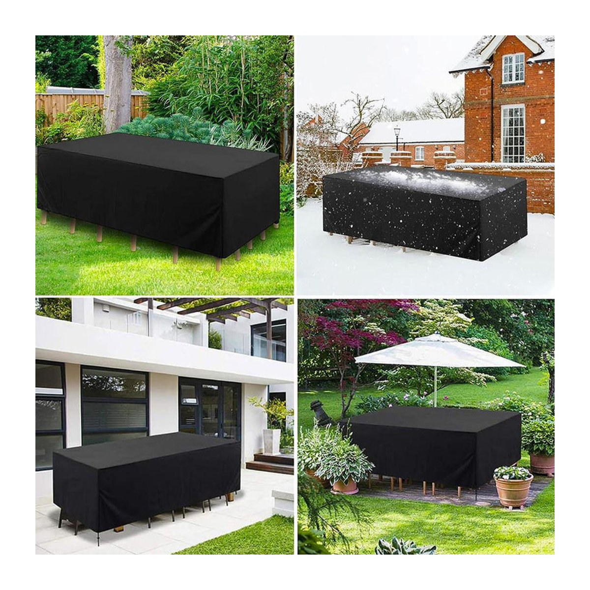Huapate Gartenmöbelabdeckung aus 210D Oxford, UV-beständige und winddichte Terrassenmöbelabdeckung für Gartentische, Silber, B/T/H: 200 x 200 x 80 cm - Bild 4