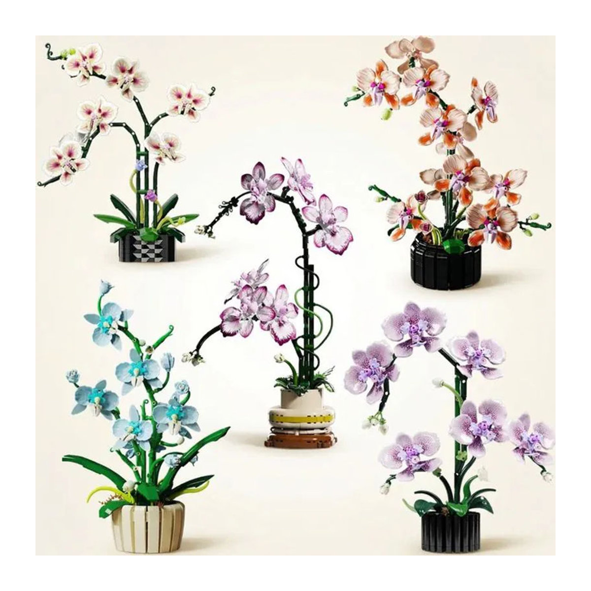 HUATEC Blumenstrauß-Bausteine Orchideen Phalaenopsis Modell mehrfarbig als Dekoration - Bild 1